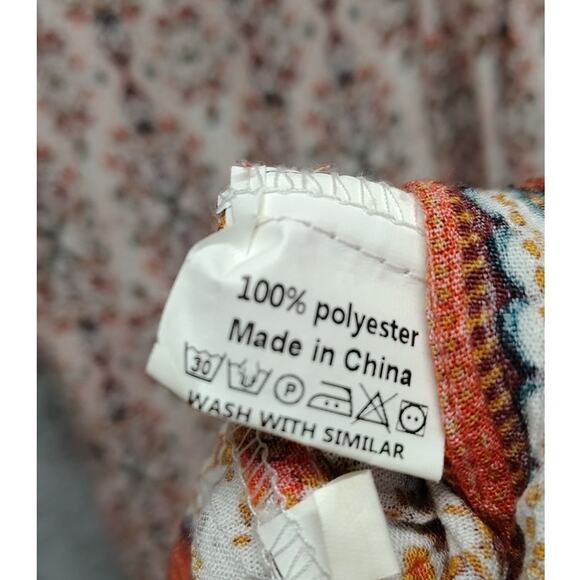 Kidsform Womens Dress Size Medium Boho Hippie Mini Gypsy Beach Cover Deep V Neck - Picture 8 of 11